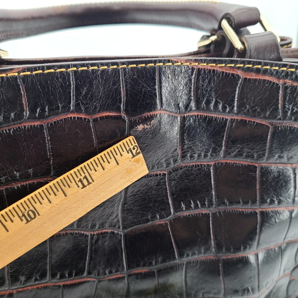 Dooney & Bourke Dillen Croco Leather Satchel - Espresso Dark Brown Bag - Picture 14 of 16